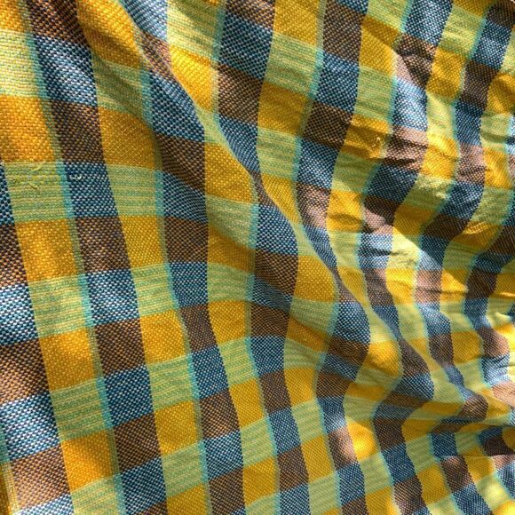 handmade cotton plaid hammock yellow blue orange colourful check‎ checkered - Picture 3 of 7